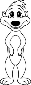 smiling standing meerkat cartoon black outline
