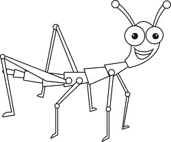 smiling Stick Insect Cartoon Outline clipart