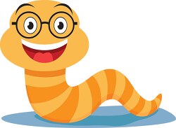 smiling worm wearing glasses clipart