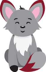 smirkey fox cartoon style gray color