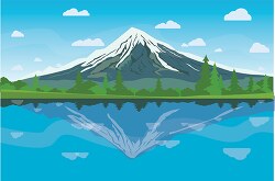 snow covered mountain with clear lake clipart