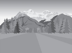 snow covered rugged mountains with trees gray clipart