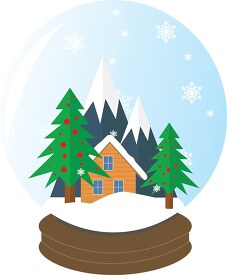 snow globe with christmas tree mountains clipart