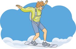 snowboarder jumped from plane clipart