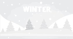 snowy winter scene with winter text gray color