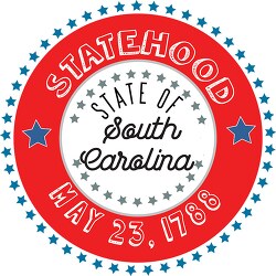 South Carolina Statehood 1788 date statehood round style with st