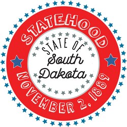 South Dakota Statehood 1889 statehood round style with stars cli