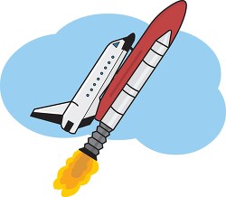 space shuttle taking off with rocket clipart