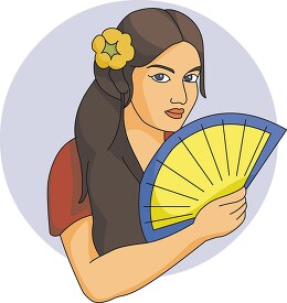 Spanish Woman with Fan Clipart