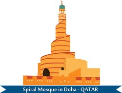 spiral mosque in doha qatar clipart