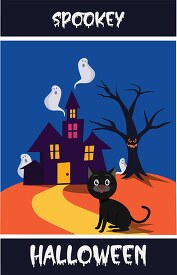 spookey halloween haunted house ghosts scary clipart