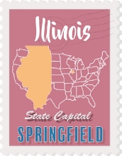 springfield illinois state map stamp clipart
