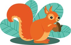 squirrel holding large acorn clipart