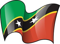St Kitts Nevis wavy country flag clipart