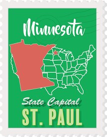 st paul minnesota state map stamp clipart 3