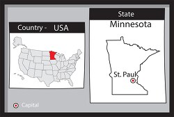 st paul minnesota state us map with capital bw gray