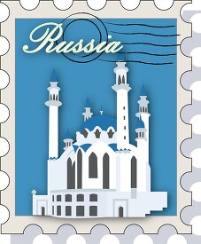 Stamp with Russian Scenery Clipart