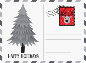 stamped christmas postal envelop gray color