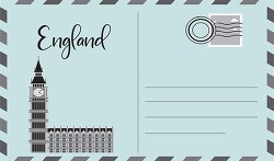 stamped travel postal envelope big ben london gray color 3