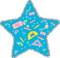 star with variety of school supplies back to school clipart