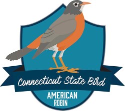 state bird of connecticut american robin bird vector clipart
