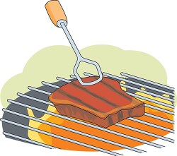 steak on cooking on grill clipart