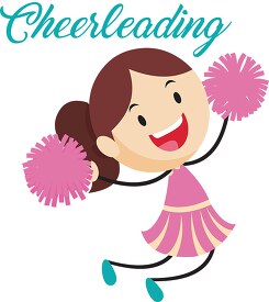stick character cheerleader jumping in the air holding pink pom 