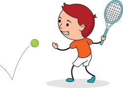 stick figure boy hitting tennis ball forehand