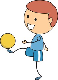 stick figure boy playing with soccer ball