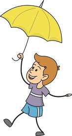 stick figure holding yellow umbrella