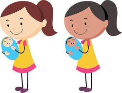 stick figure mother and child baby clipart
