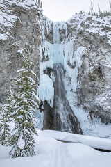 Fairy Falls covered with snow and ice in winter