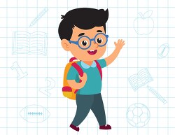 boy going back to school clipart 2