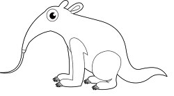 cartoon style side view anteater black outline clipart 1119