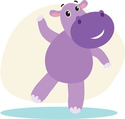 cute cartoon purple hippo character clipart