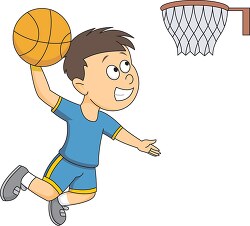 dunking boy playing basketball clipart