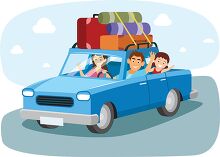 family traveling by car road trip clipart