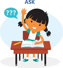 girl ask question in classroom school clipart