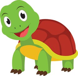 green smiling cute turtle clipart