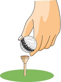 hand placing golf ball on tee clipart