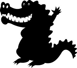 happy alligator waving silhouette clipart