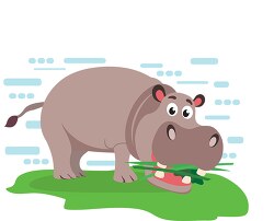 hippopotamus with food in mouth clipart