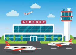 illustration of airport air traffic control tower clipart