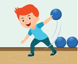 kid preparing to throw bowling ball sports clipart