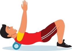male performing foam roller workout physical fitness clipart