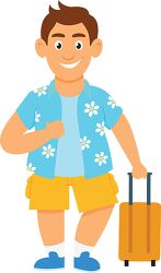 man traveling luggage summer travel clipart