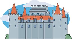 medieval castle spires with flags clipart