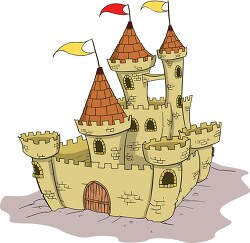 medieval castle with flags clipart