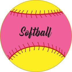pink yellow softball ball clipart