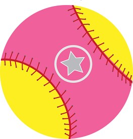 pink yellow softball with star clipart
